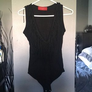 Black Low Cut V Bodysuit
